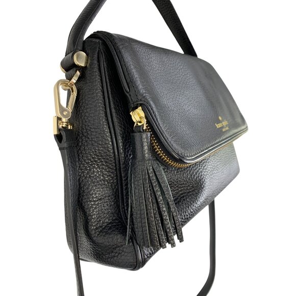 Kate Spade Black Pebbled Leather Crossbody Bag Satchel Chester Street Miri 8344 - Picture 3 of 16